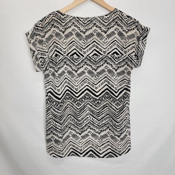 POETRY Cap-Sleeve Chevron Blouse Tee Shirt - Picture 8 of 10